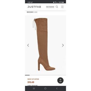 New 8.5E Wide JustFab Potabella Brown Tan Jesyna Over the Knee Thigh High Boots